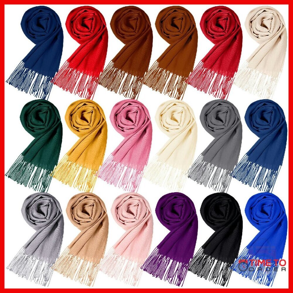 Large Winter Scarf Shawl 13.8x78.8 Inch Acrylic Soft Warm Fringe